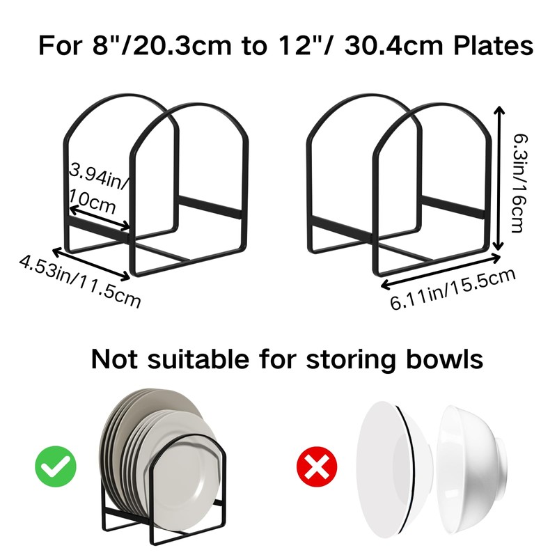 LINFIDITE 2 Pack Kitchen Plate Holder Organizer for Cabinet Space