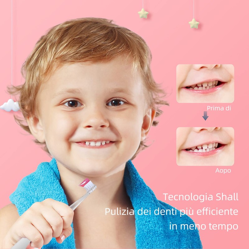 SEAGO SG513 ROSA Spazzolino sonico per bambini, rosa, 1xAA 1,5V