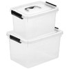 Clear Storage Latch Box/Bin, 2-Pack Plastic Organizing Container with Handle and Lids (7 QT/16QT)
