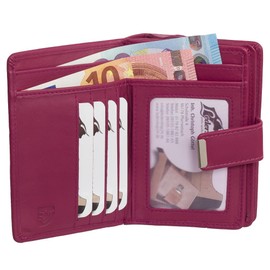 Ledershop24 RFID Women's Leather Wallet Women's Purse – Various Colours – Gift Set + Exclusive Keyring, Pink, purse
