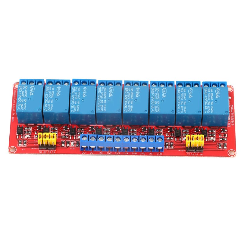 8 Channel Optocoupler Relay Module Board, Strong Driving Ability, 5V/12V/24V,Fault
