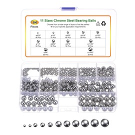sourcing map 500pcs G16 Precision Balls Assortment Kit 3/32" 1/8" 5/32" 3/16" 7/32" 1/4" 9/32" 5/16" 11/32" 3/8" 13/32" Chrome Steel Solid Bearing Balls