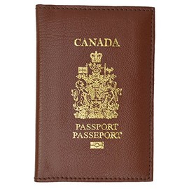 Canada Passport Wallet Genuine Leather Passport holder with Emblem (Burgundy)