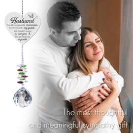 Sympathy Gifts for Loss of Husband,Christmas in Heaven Memorial Crystal Suncatcher,Memorial Gifts for Loss of Husband,Hanging Crystals Ornament for Window Rainbow Maker Prisms Home Decor Gift