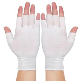 4 pares de guantes blancos sin dedos, guantes hidratantes de algodón para mujer, corte 5 yemas de dedos, suaves y cómodos, para manos secas para dormi
