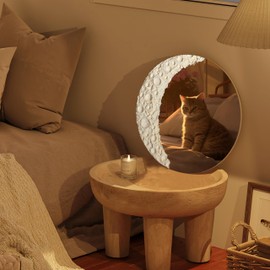 NAIADLYFrameless Round Decorative Bathroom Mirror Vanity Mirror, for Wall Decoration, for Bathroom Living Room Bedroom Hallway Entrance Hall Modern Elegant Shape (11.8X11.8inch/white3)