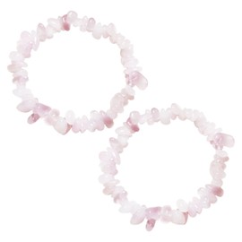 DUINIU 2 Pieces Rose Quartz Bracelet, Pink Natural Stone Elastic Bracelet, Girls' Gemstone Jewelry, Irregular Crystal Piece Bracelet, Gravel Bracelet Jewelry