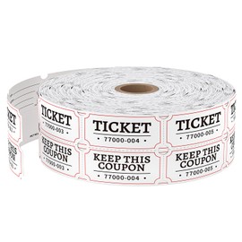 Methdic 2000 White Double Raffle Tickets Roll, Ticket for Events, Entry, Class Reward, Fundraiser & Prizes