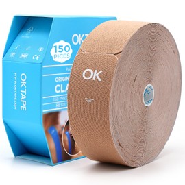 OK TAPE Kinesiology Tape Pre Cut Strips, Breathable Latex Free Athletic Tape Roll for Muscle, 2in×10in/PCS,150 PCS