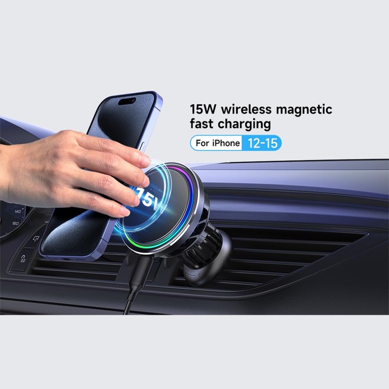 QI2 Certified + semiconductor Cooling car Magnetic Wireless Charging Stand