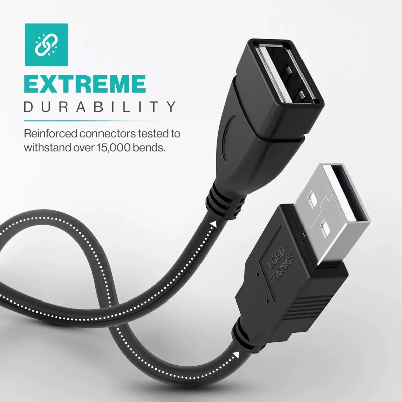 LORDTRONICS USB Male to USB Female Extender Cable Short-Long 3-10