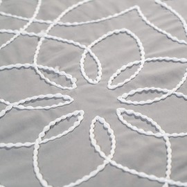 Duvet Cover 3 Piece Bedding Set Hotel Collection- King Size Gray White Rope Embroidered Ultra Soft Brushed Microfiber Comforter Cover with Zipper Closure and 2 Pillow Shams (Rope Embroidered, King)