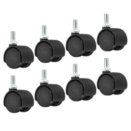 PATIKIL 1 Inch Swivel Casters, 8 Pack Nylon 360 Degree Threaded Swivel Stem Wheels Wire Shelving for Furniture Replacement, Black