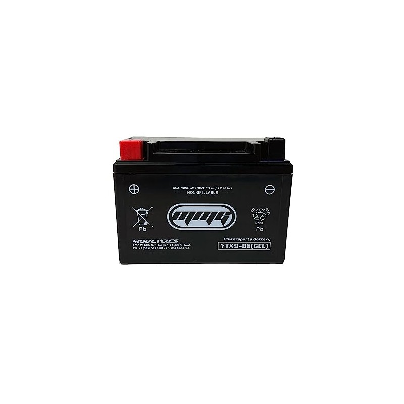 MMG YTX9-BS AGM Gel Sealed Leak-Proof Powersports Battery for Motorcycles,