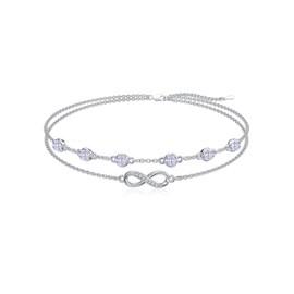 Dorunmo Infinity Bracelet Sterling Silver Ankle Bracelets for Women Hotwife Bracelet Amethyst Bracelet Summer Beach Bracelet June Birthstone Wedding Jewelry for Mom Women Wife