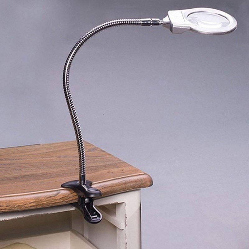 Clamp Magnifying Glass 2X and 6X Dual Lens Flexible Hose