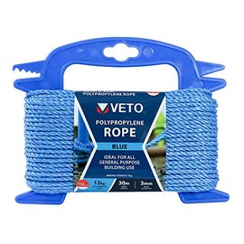 TIMCO BR330W Blue Polypropylene Rope – General Purpose – for Towing, Mooring, Strapping, Cable Draw Cord and as a Washing line-3mm x 30m