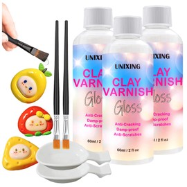3 Packs Air Dry Clay Varnish, 180ml Air Dry Clay Glaze, Polymer Clay Glaze, High Gloss Clay Sculpture Sealant for Air Dry Clay Pottery Waterproof Scratch Resistant Varnish for Clay (60ML X 3Pack)