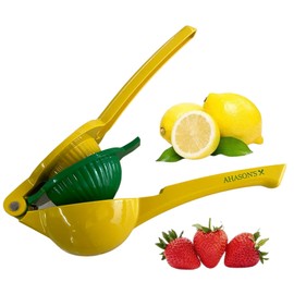 AHASON'S Lemon Squeezer - Metal 2-In-1 Lemon & Lime Squeezer - Premium Quality Manual Hand Juicer Citrus Press (Yellow & Green)