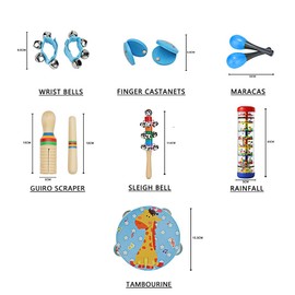 Kids Musical Instruments Toys Set: Baby Music Toys Montessori Percussion for Toddlers - Preschool Educational Musical Toys Set for Boys and Girls with Storage Bag (Blue)