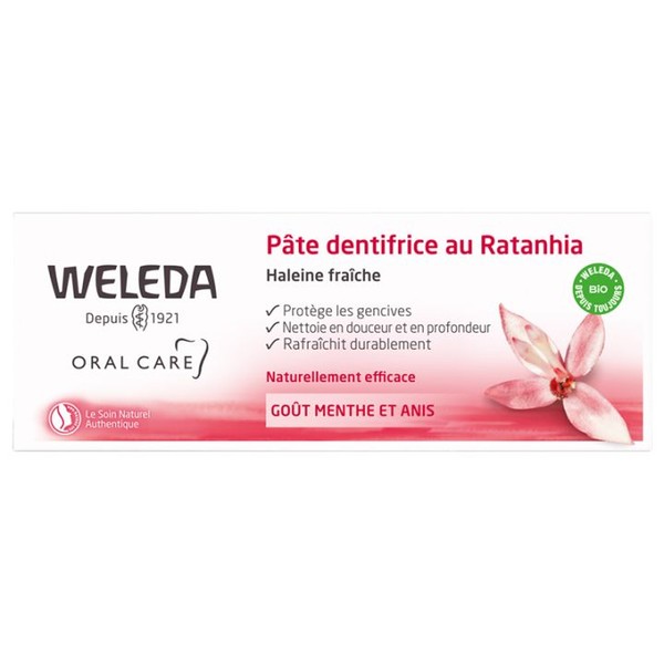 Weleda Oral Care Pâte Dentifrice au Ratanhia Bio 75 ml, 75 ml