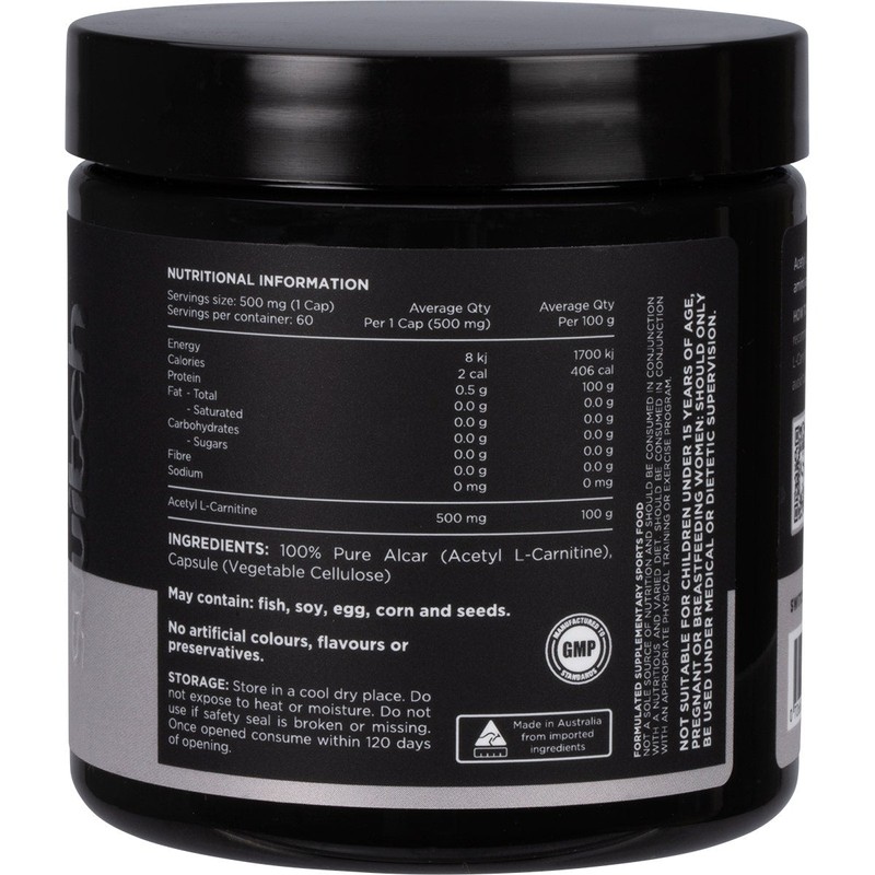 Switch Nutrition Alcar 100% Pure Acetyl L-carnitine 60 Caps