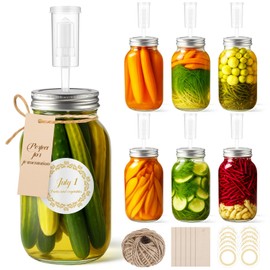 Blushtier 6 Pack 32 oz Fermentation Jar Mason Jars with Lids 0.95 Liter Fermentation Kit with Airlocks Sticker Tags and Ropes for Fermenting, Pickling, Canning, Mead Making
