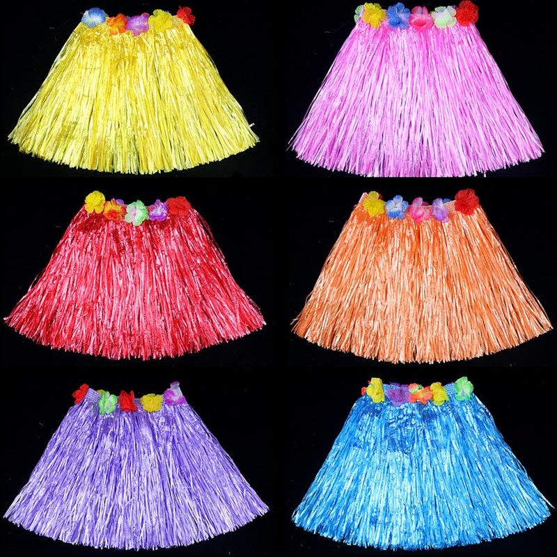 LKQBBSZ Kid's Hawaiian Hula Grass Skirts for Luau Party, Birthdays,