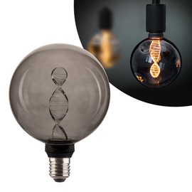 Unique Stained Glass Light Bulbs, Low Lumen Eye-Caring Soft Dim Lighting for Mood (Not Daylight White) 55LM, Oversized Globe Decorative Dimmable LED Bulb 3.5W, E26 Medium Base, Smoke RN G125