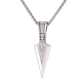 U7 Men Rock Hip Hop Jewelry Stainless Steel Spear Point Pendant Punk Arrowhead Necklace