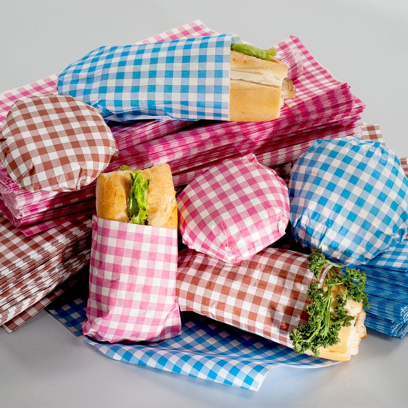 HARFINGTON 300pcs Square Checkered Wax Paper Sheets 7.09" x 7.09"