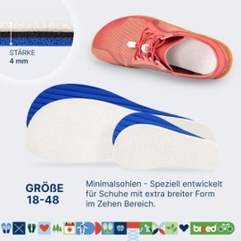 biped minimal sole Manjarin - 2 Pairs of Insoles for Minimal and Barefoot Shoes - Terry Cloth Insoles Made of Real Cotton and Activated Carbon - Shoe Insoles for Adults and Children (39)