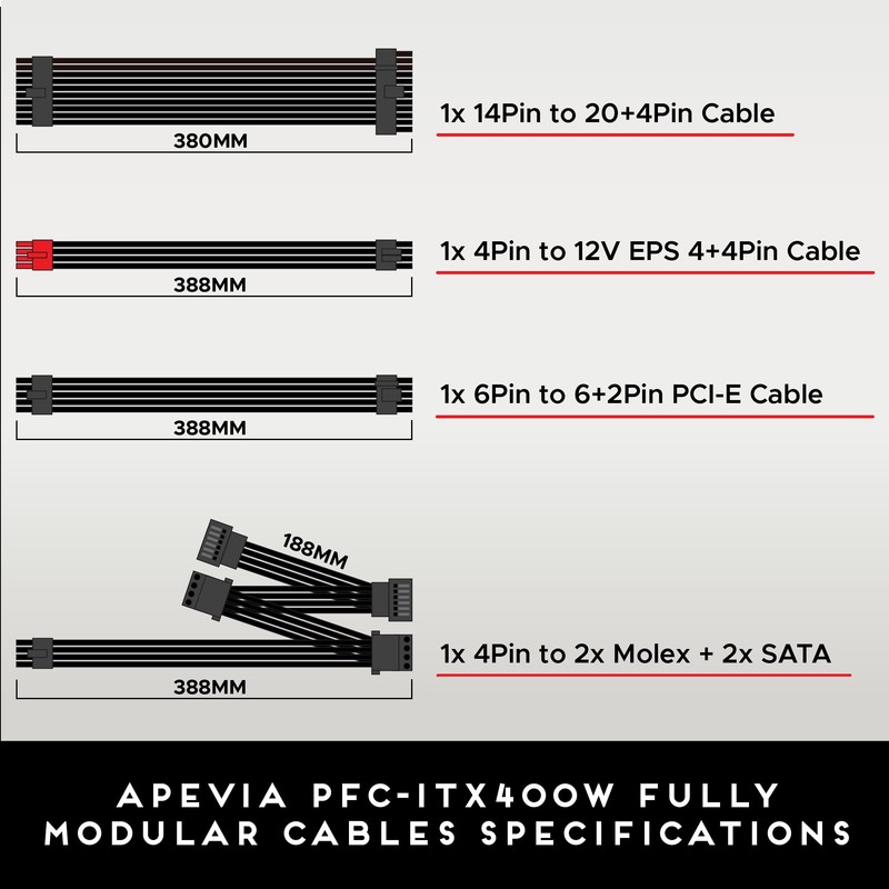 Apevia ITX-PFC400W Mini ITX/Flex ATX / 1U 400W Fully Modular