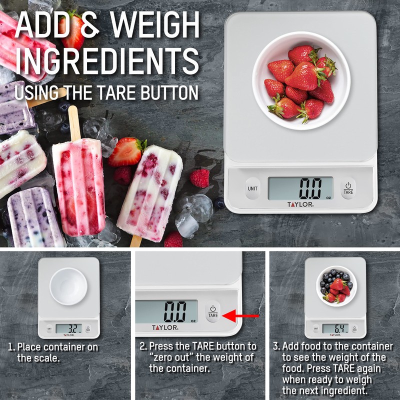 Taylor Glass Top Food Scale with Touch Controls, 11 lb