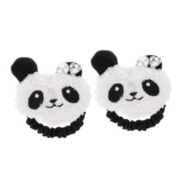 Vaguelly High Elasticity Panda Hair Ties 2 Pack Hair Bands for Girls Fun Ponytail Holders Accessory