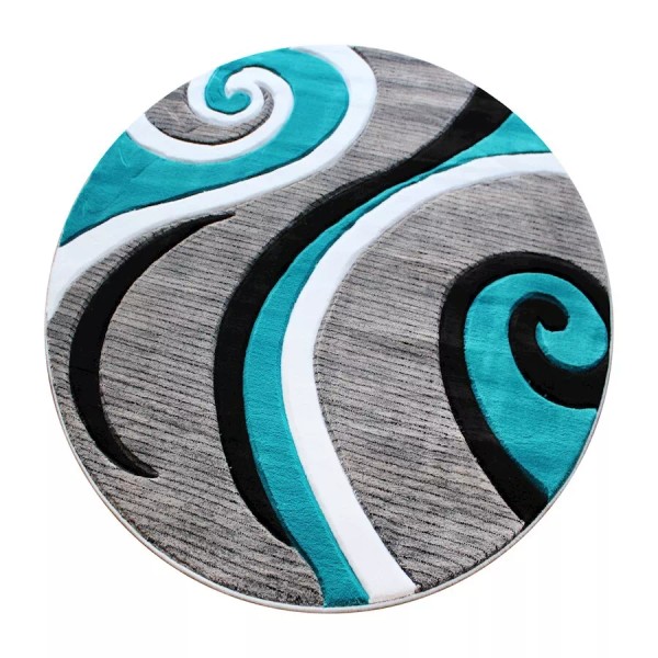 Flash Furniture Athos 4X4 Abstract Rug, Turquoise - KP-RG952-44-TQ