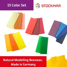 Stockmar Natural Modelling Beeswax: 15 Assorted Colors of Beeswax Sheets Safe for Kids, Toddlers, Adult Artists - Non Toxic, Non Drying Modeling Wax for Homeschoolers, Waldorf Organic Art Supplies