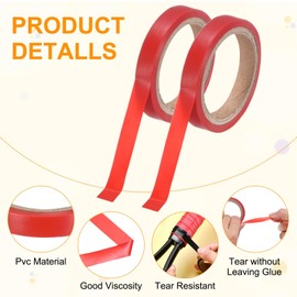M METERXITY 2-Pack Grip Finishing Tape PVC Racket Wrap Grip Racquet Finishing Tapes for Pickleball/Racquetball/Badminton/Squash/Baseball Bat Handle Red