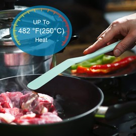 Silicone Thin Spatula Omelet Spatula Turner Long Crepe Spatula Heat Resistant Cooking Spatula Non Stick Pancake Spatula for Cooking Egg Burgers Pizza Pancake Steak Omelet Crepes (Aqua Sky)