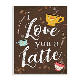 The Stupell Home Decor Collection kwp-2036_wd_13x19 I Love You a Latte Coffee Cups Chalkboard Look Wall Plaque Art, Multicolor