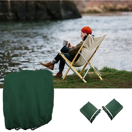 Timisea Pack of 2 Garden Chairs Folding Chairs Protective Cover 420D Oxford Cloth Cover Windproof, Anti-UV, Rainproof, Dustproof, Can Be Used for Folding Chair Garden Furniture Cover