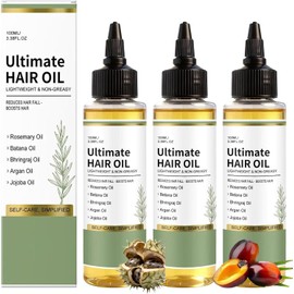 Ultimate Rosemary & Batana Hair Growth Oil, Light Non-Greasy Scalp Serum,Nourishes Repairs Damaged,Reduces Loss Boosts Density Thickens Strands for All Hair Types Men Women (3pcs)