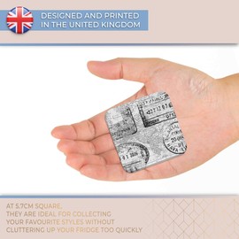 Destination Vinyl ltd Fridge Magnet bw - World Map with Travel Stamps #39450