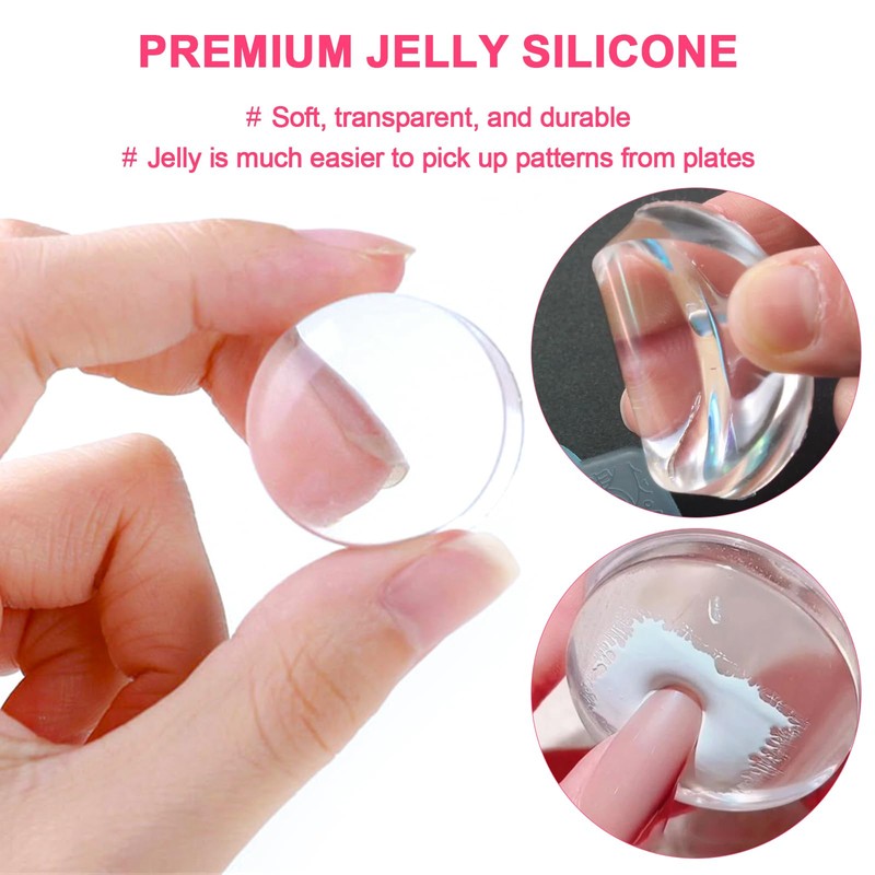 HYWWPFLAY Jelly Nail Stamper & Liner Nail Art Brushes -