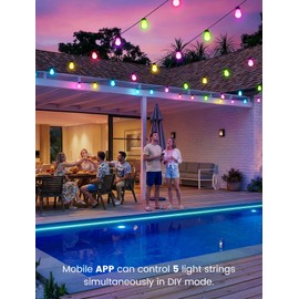 woohaha Outdoor String Lights,45(37+8) FT Smart RGB+IC+Warm White Outdoor Patio Lights with 19 Dimmable LED Bulbs, IP65 Color Changing Light with APP Control&2.4G Remote,for Outside Backyard Decor