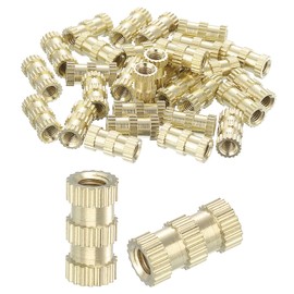 sourcing map Knurled Insert Nuts, 50Pcs M3 x 10mm(L) x 5mm(OD) Thread Printing Brass Nuts Female Threaded Inserts Brass Heat Set Insert Embedment Nuts
