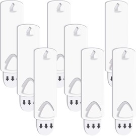 8 Pieces No Damage Picture Hangers Picture Hanging Kit Without Nails No Trace Adhesive Art Hanger for Bathroom Kitchen Home Door Closet, White (8)