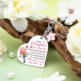 VIESUJI Daughter in Law Gifts from Mother in Law Mothers Day Wedding Birthday Gifts for Daughters Thank You for Loving My Son Mother and Daughters Gift To My Daughter Keychain