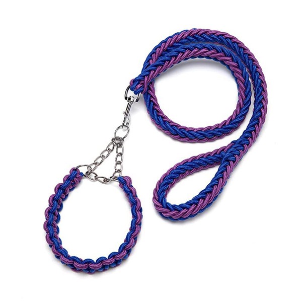 Dog Collar and Leash Set, Heavy Duty Nylon Braided Rope