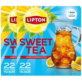 Lipton Southern Sweet Iced Tea Bags 22 Count Family Size (Pack of 2)